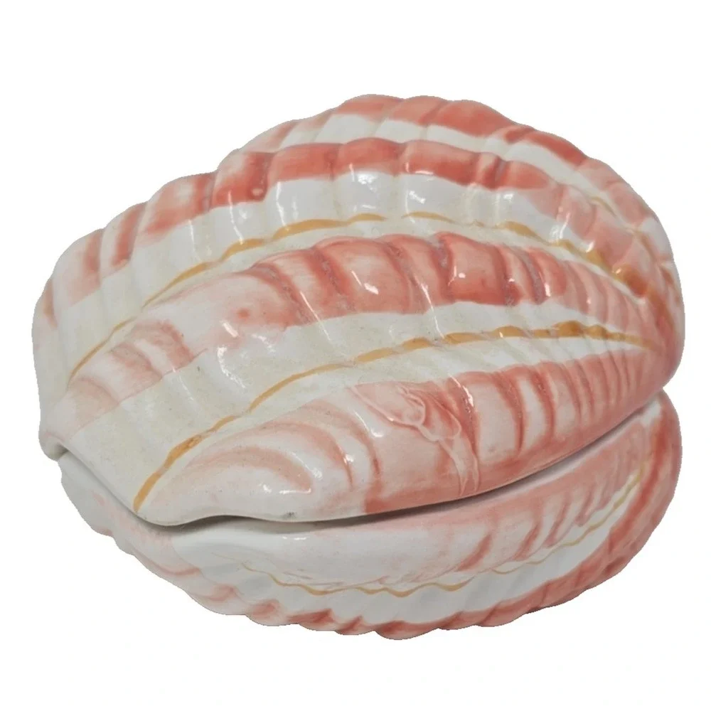 Vintage Ceramic‎ Clam Shell Lidded Trinket Dish by 